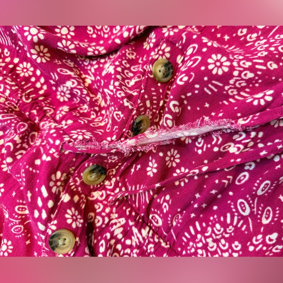 Torrid Size 3X Red Floral Boho Button Front Romper Drawstring Waist Soft Stretch - Picture 6 of 12